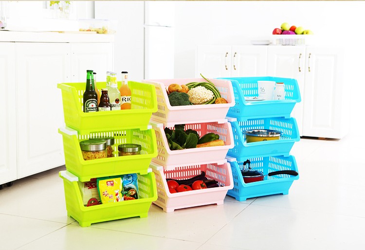 Kitchen storage basket can overlap plastic storage shelf storage shelf fruit and vegetable shelf bathroom storage basket Clothing basket for foreign trade sales only