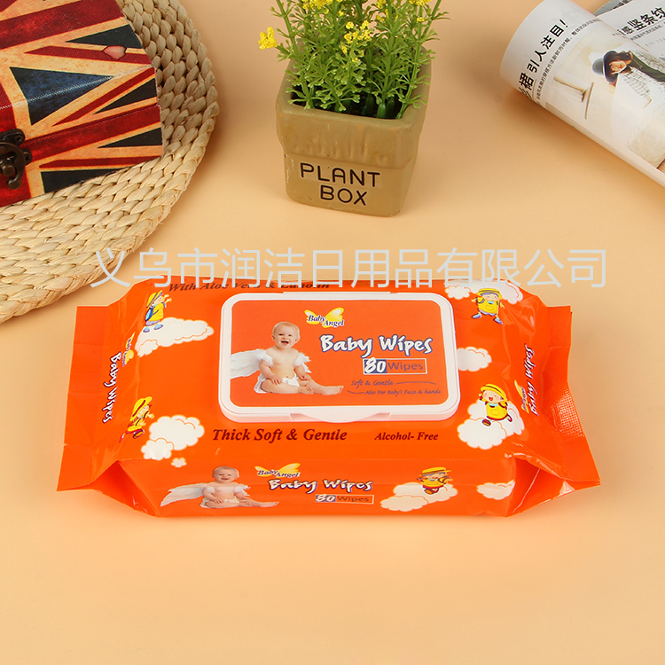 Factory direct sale Angel baby Soft wipes 80pcs baby wipes details Picture