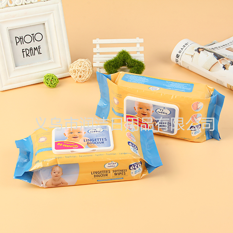 Factory direct sale of 80pcs baby wipes with soft cover details Picture