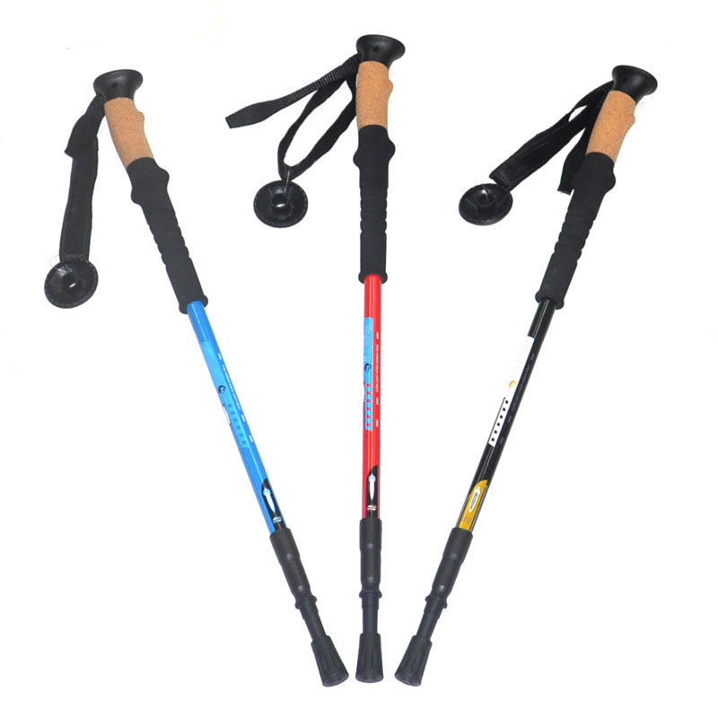 JUNGLE King 3-section carbon EVA straight-handled trekking stick, hiking stick, lightweight climbing pole, outdoor fitness stick details Picture