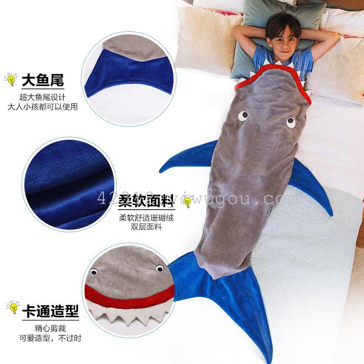 Shark sleeping bag for infants, toddlers and children, flannel, children's shark tail cartoon mermaid sleeping bag, Amazon details Picture
