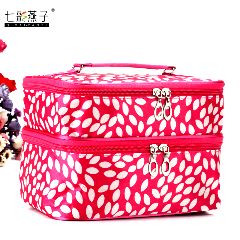 Korean version large-capacity double-layer makeup bag, makeup bag, toiletry bag, clutch bag, foreign trade handbag details Picture