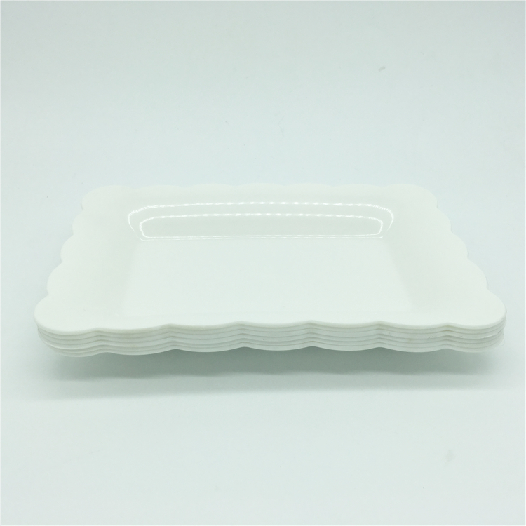 纯色长方形花边餐盘 面包蛋糕水果盘子塑料托盘 长方形快餐盘产品图
