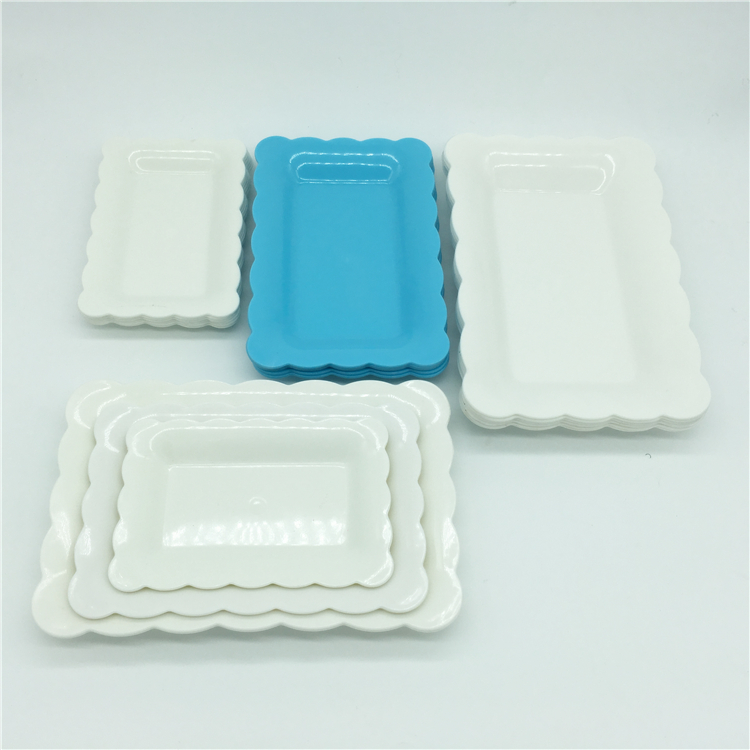 纯色长方形花边餐盘 面包蛋糕水果盘子塑料托盘 长方形快餐盘