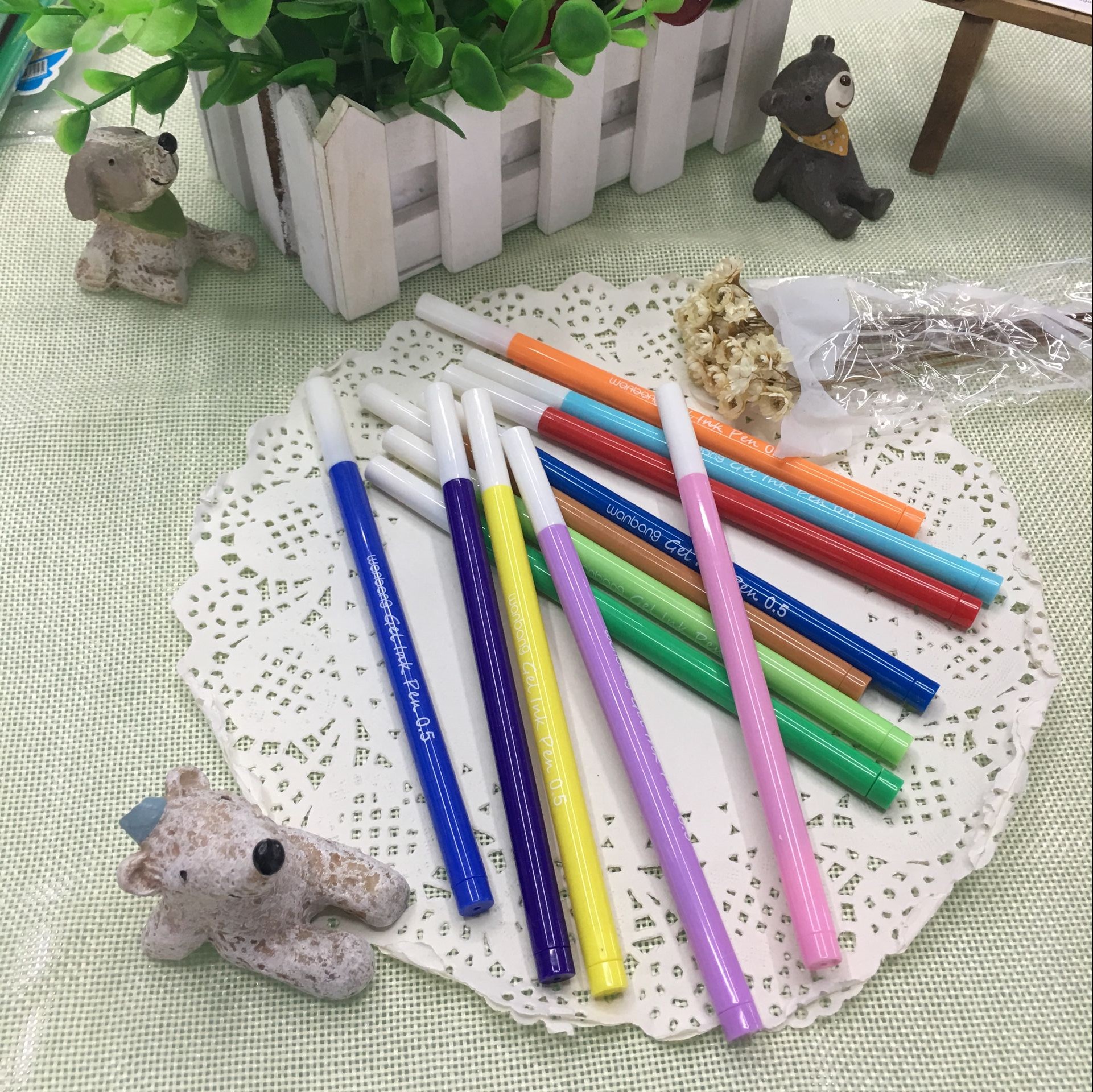 Wanbang 3722 color gel pen 12-color outlining pen details Picture