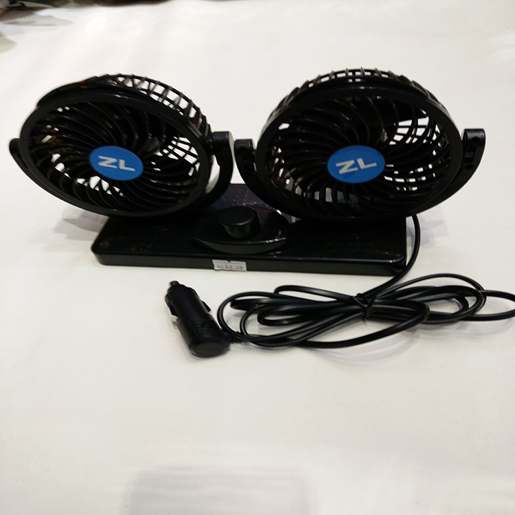 批发车载风扇12V24V360度转4寸双头风扇产品图