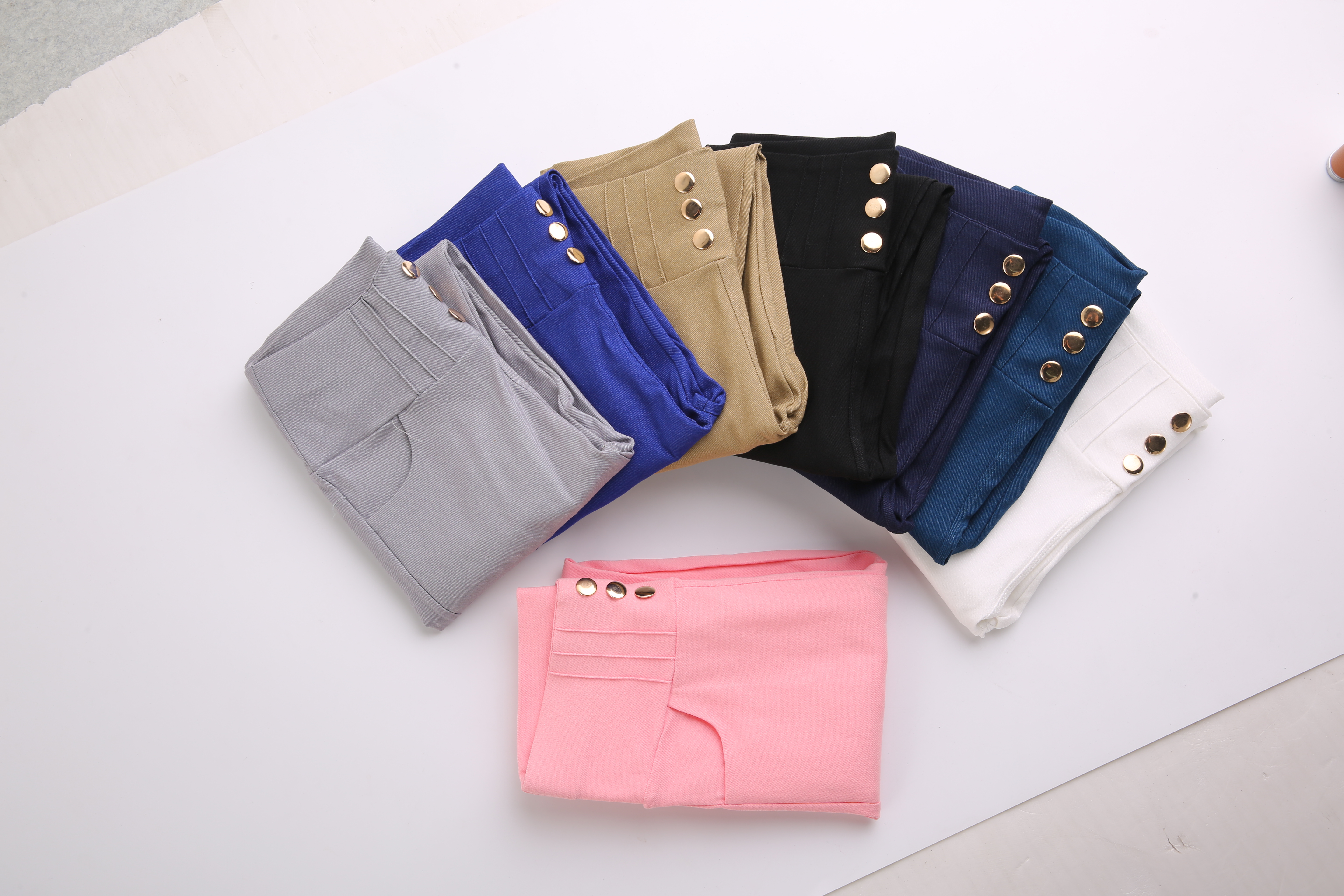 春秋新款女式铅笔裤韩版高腰糖果色小脚裤薄款