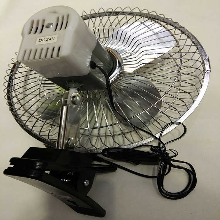 批发车载12V24V10寸摇头铝叶子夹子开关风扇产品图