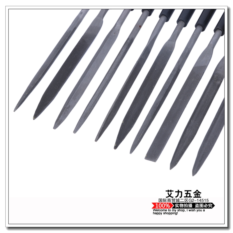 Black plastic handle shaping file set, woodworking hardwood file, small file, steel file, triangular file Specification image