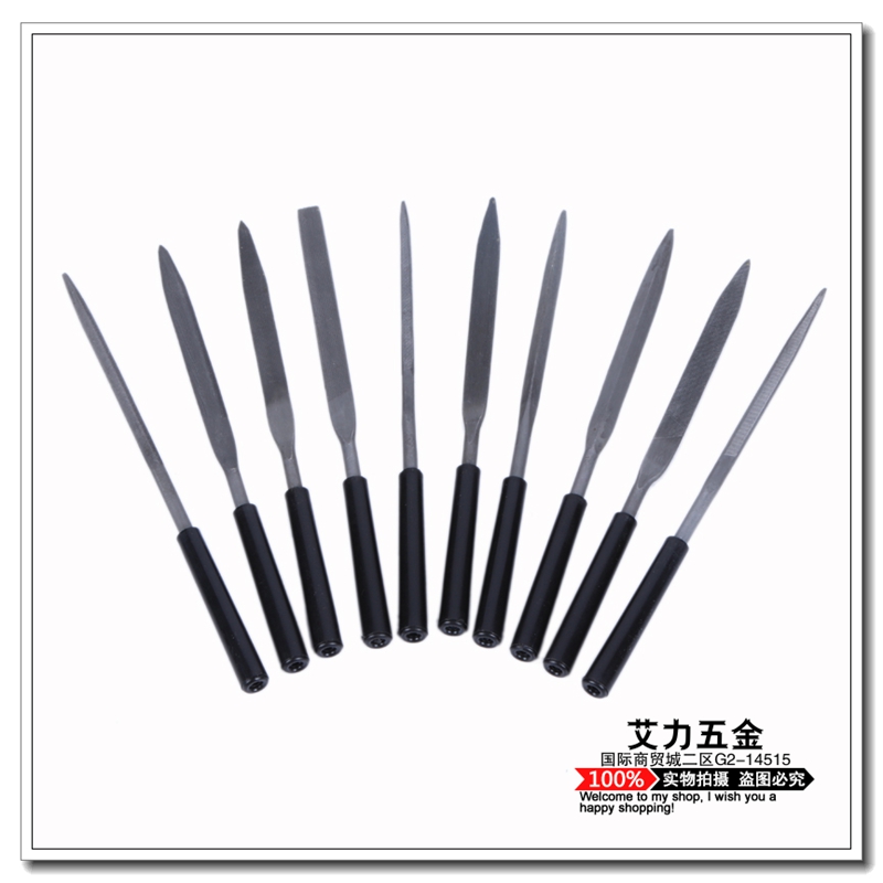 Black plastic handle shaping file set, woodworking hardwood file, small file, steel file, triangular file details Picture