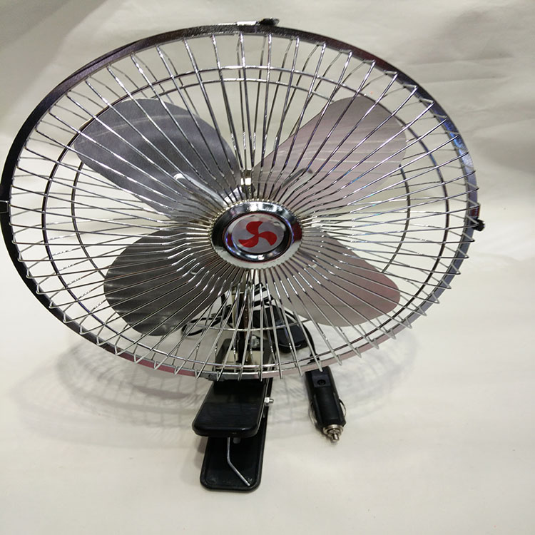 批发车载12V24V10寸摇头铝叶子夹子开关风扇