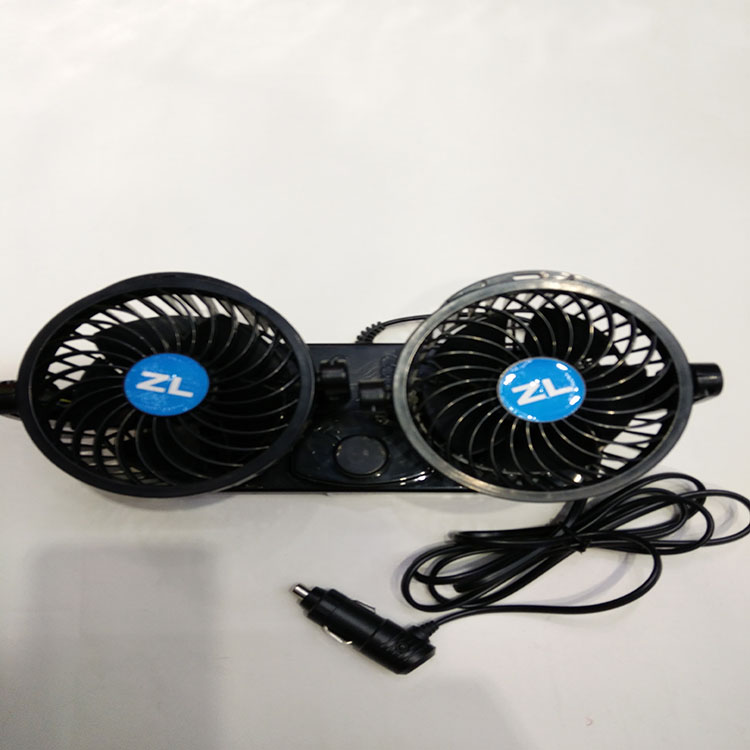 批发车载风扇12V24V360度转4寸双头风扇细节图