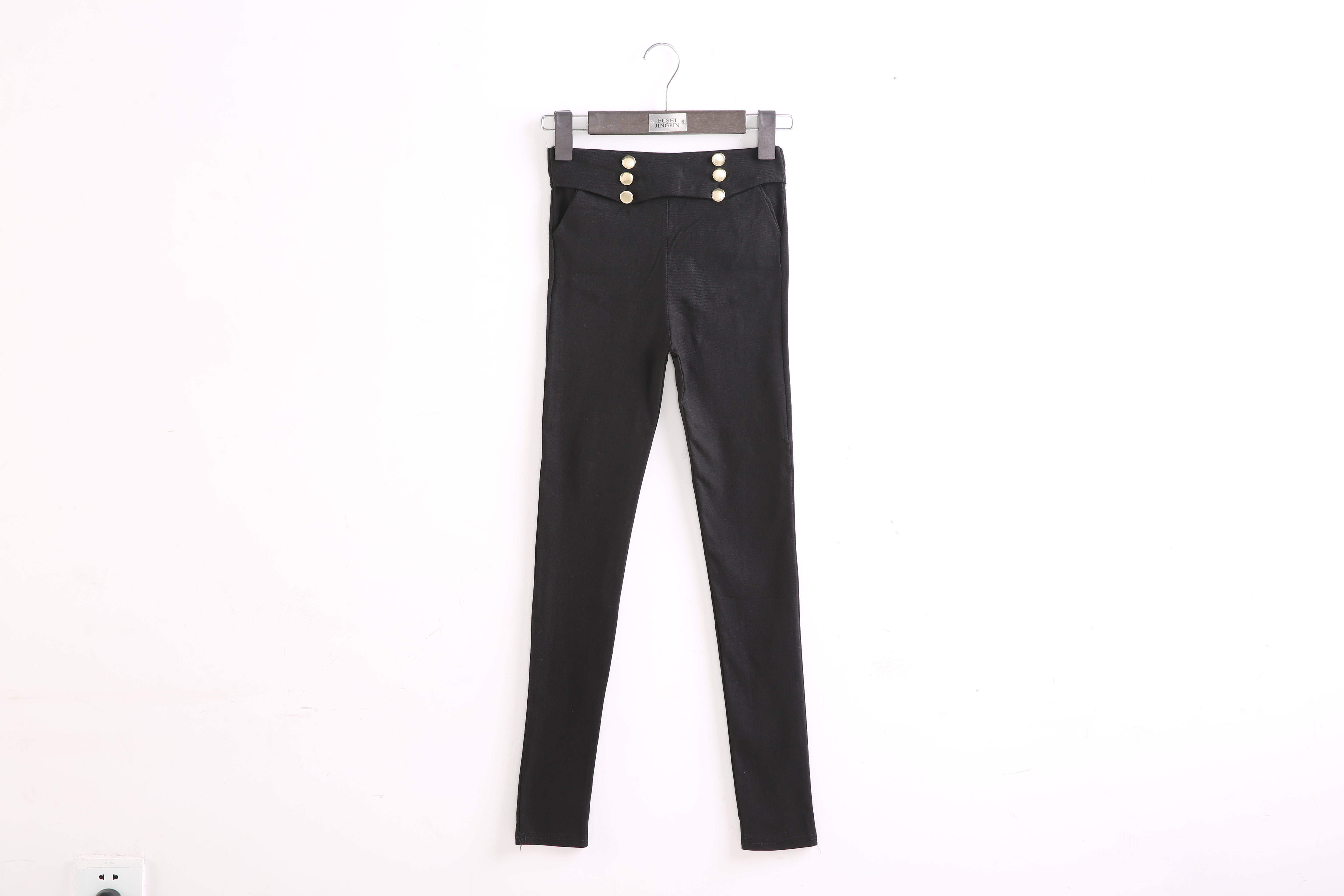 斜纹春秋新款女式铅笔裤韩版高腰糖果色小脚裤薄款,产品图