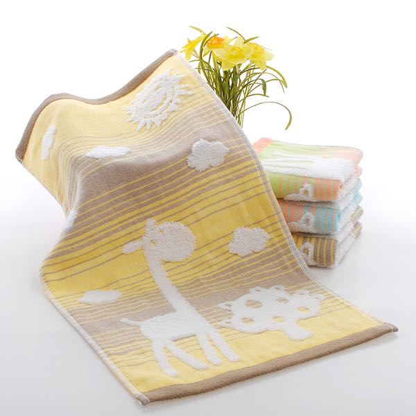 Double-layer gauze children's towel, all-cotton, soft, absorbent and non-shedding, giraffe children's towel details Picture