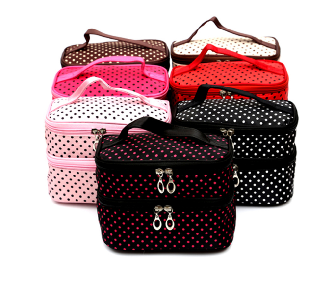 小波点大容量双层化妆包韩国可爱手提旅行包