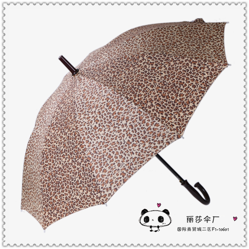Strengthen and reinforce the leopard-print self-opening straight-bar business umbrella