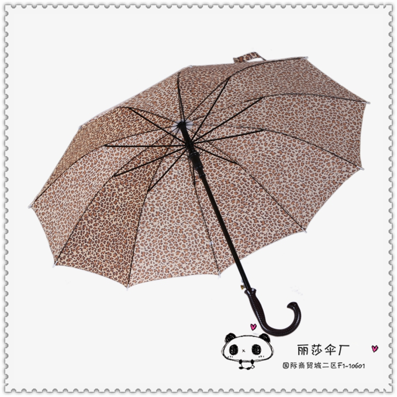 Strengthen and reinforce the leopard-print self-opening straight-bar business umbrella details Picture