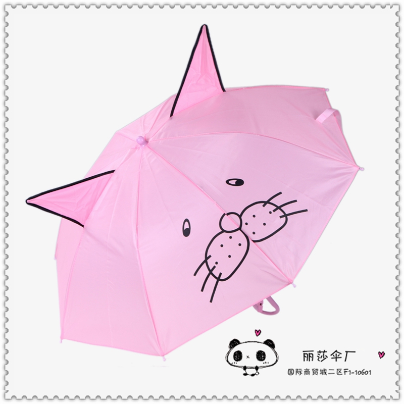 厂家直销儿童卡通猫耳朵雨伞可印字制logo细节图