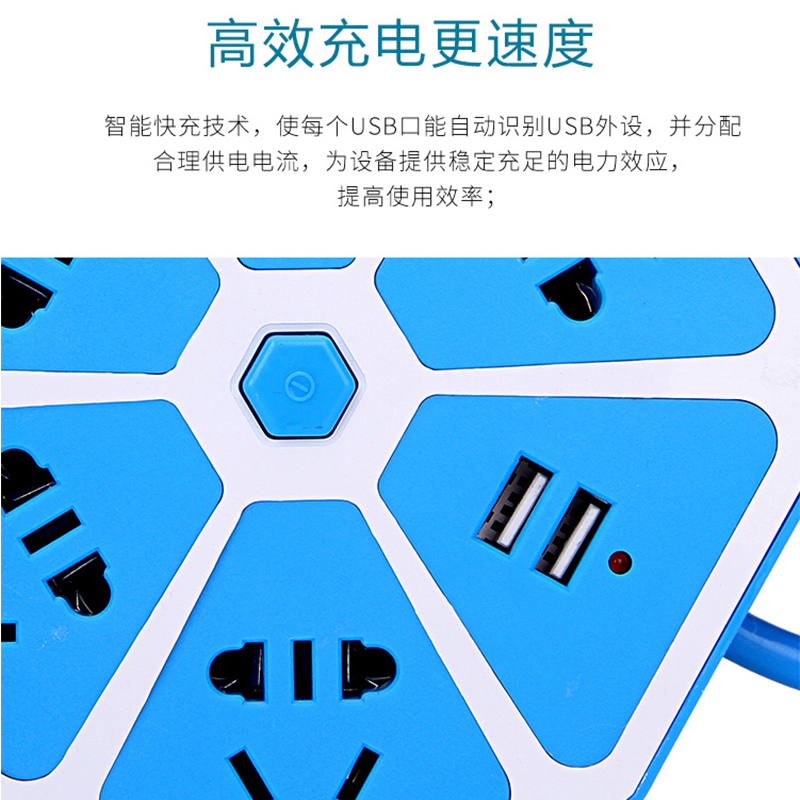 出口特价微商淘宝爆款创意USB充电插排插座插线板厂家直销恒之产品图