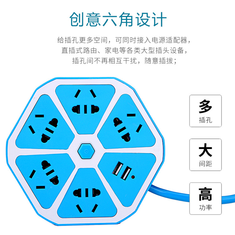 出口特价微商淘宝爆款创意USB充电插排插座插线板厂家直销恒之细节图