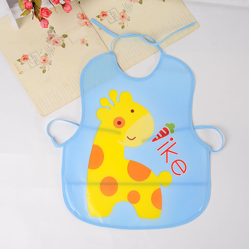 婴儿儿童围兜围嘴罩衣防水格子罩衣卡通PEVA免洗口水兜厂家