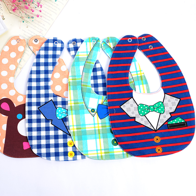 Factory direct sales of double-sided cartoon pure cotton bibs and bibs for infants and children, wholesale of waterproof pure cotton saliva bibs for babies Specification image