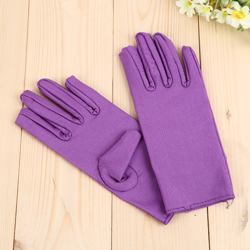 Women's Thin Gloves Short Stretch Spandex Gloves Etiquette Show Fall Sun Protection Gloves Specification drawing