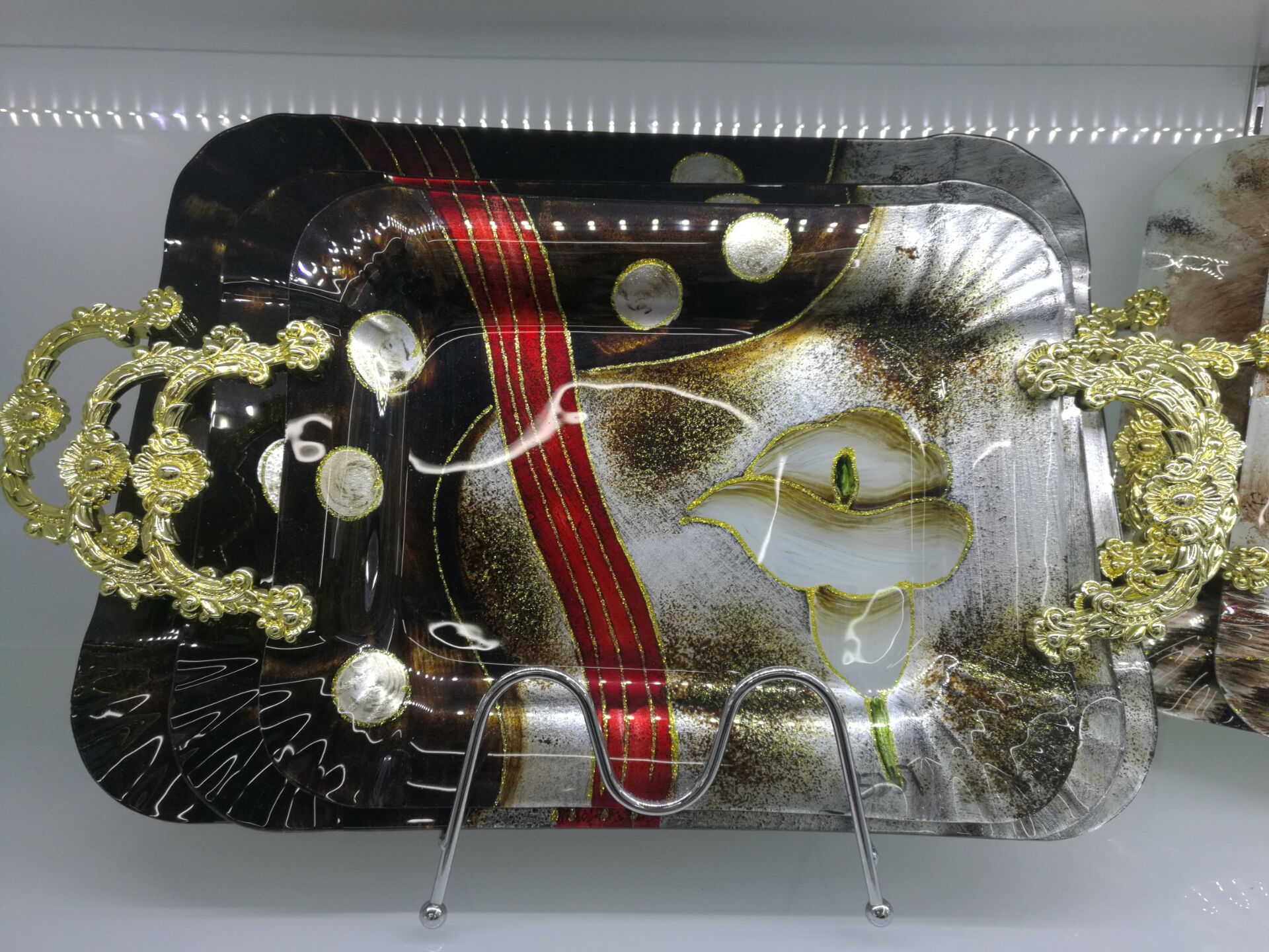 Painted Printed Glass Fruit Tray