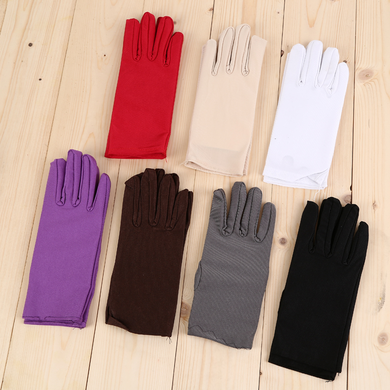 Women's Thin Gloves Short Stretch Spandex Gloves Etiquette Show Fall Sun Protection Gloves