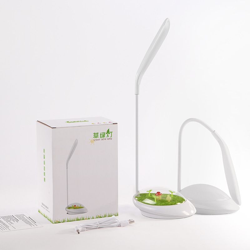 【 Grass Green Night Light 】LED Eye-protecting Desk Lamp, touch-controlled dimming, rechargeable USB creative small desk lamp Specification image
