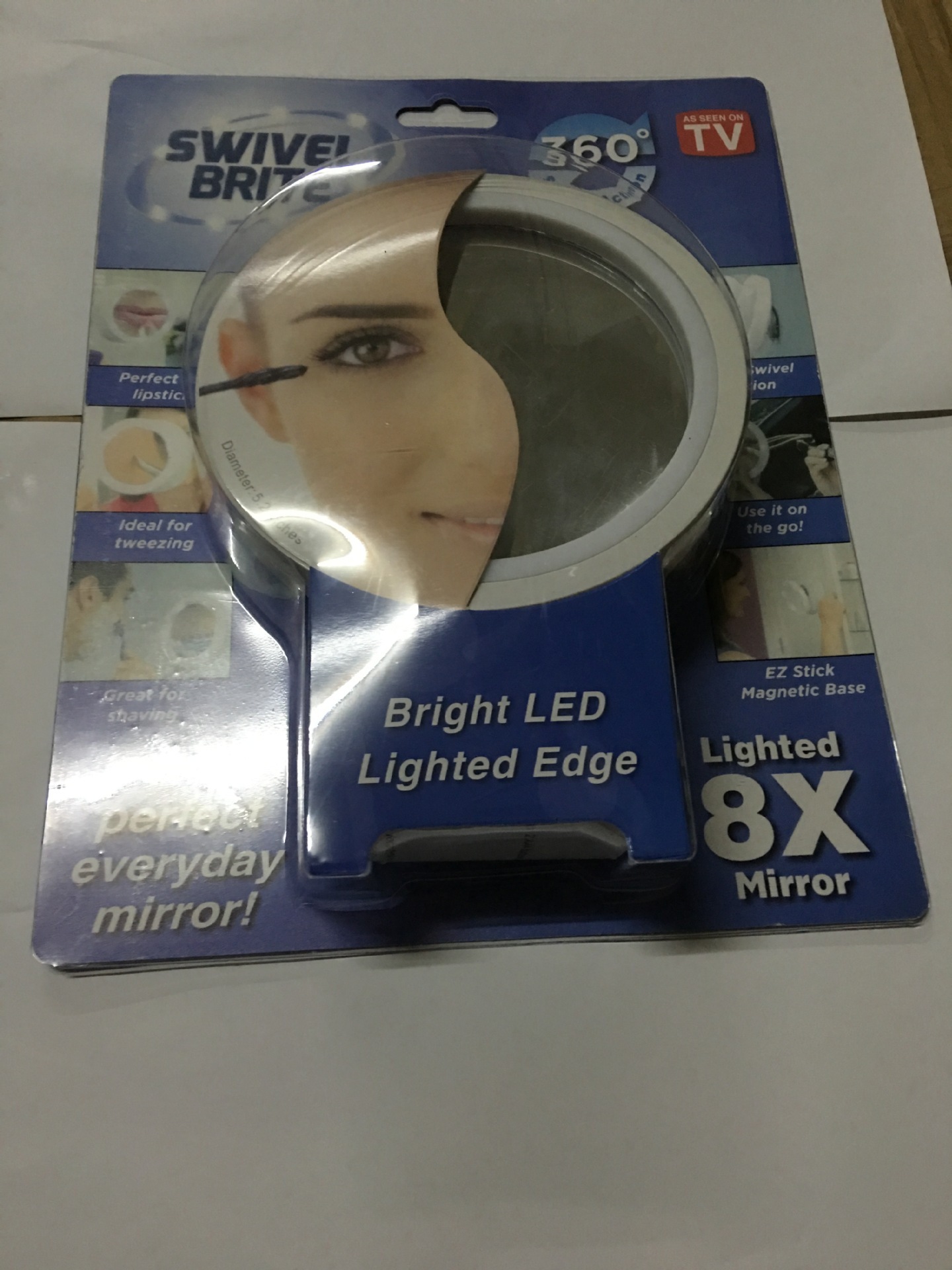 Swivel brite round 8x makeup mirror