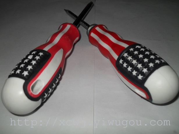 美国国旗柄两用十字一字螺丝刀起子开刀手动螺丝刀产品图