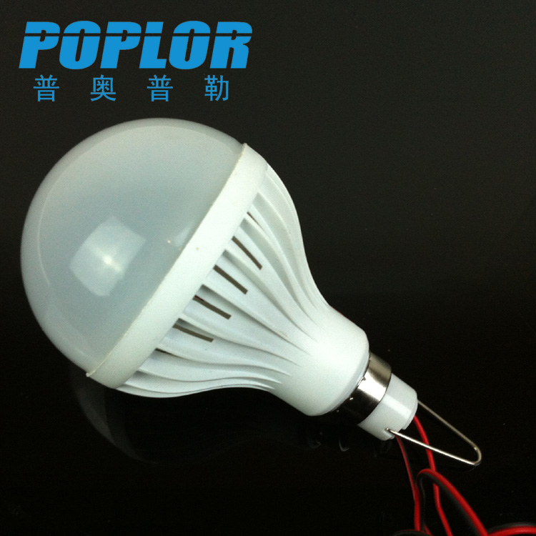 LED带线夹球泡灯15W塑料灯泡DC12V夜市地摊灯电瓶灯泡