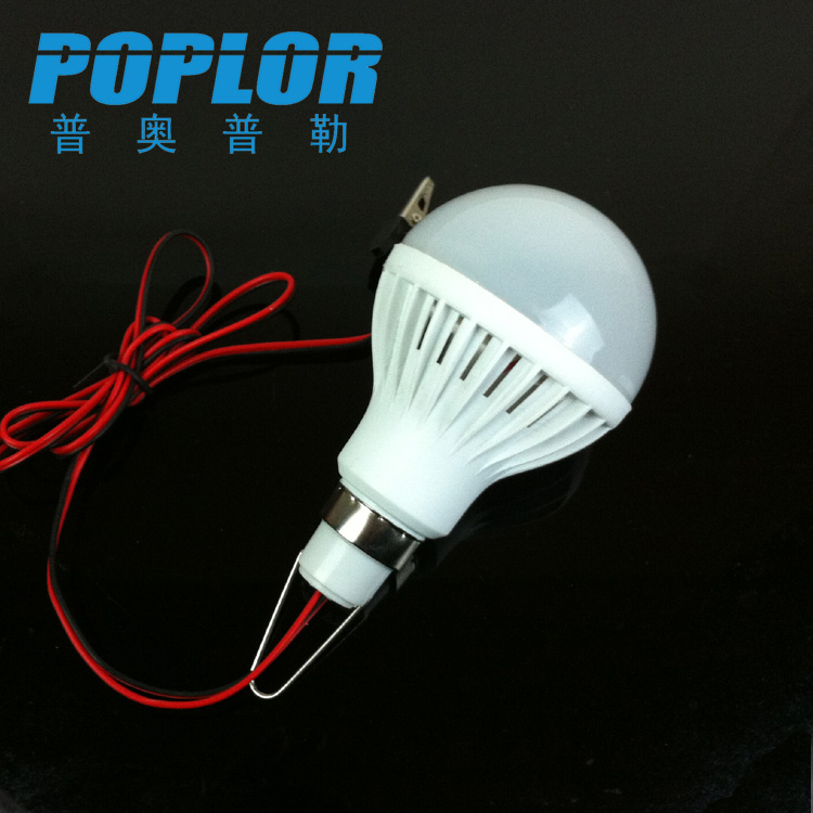 LED带线夹球泡灯 7W塑料灯泡DC12V夜市地摊灯电瓶灯泡