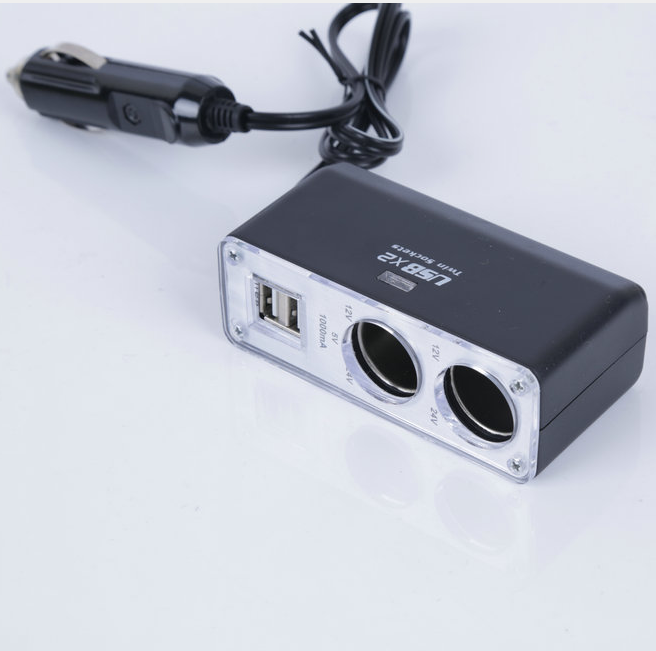 车载点烟器双usb两孔电源分支器手机充电器100W分配器产品图