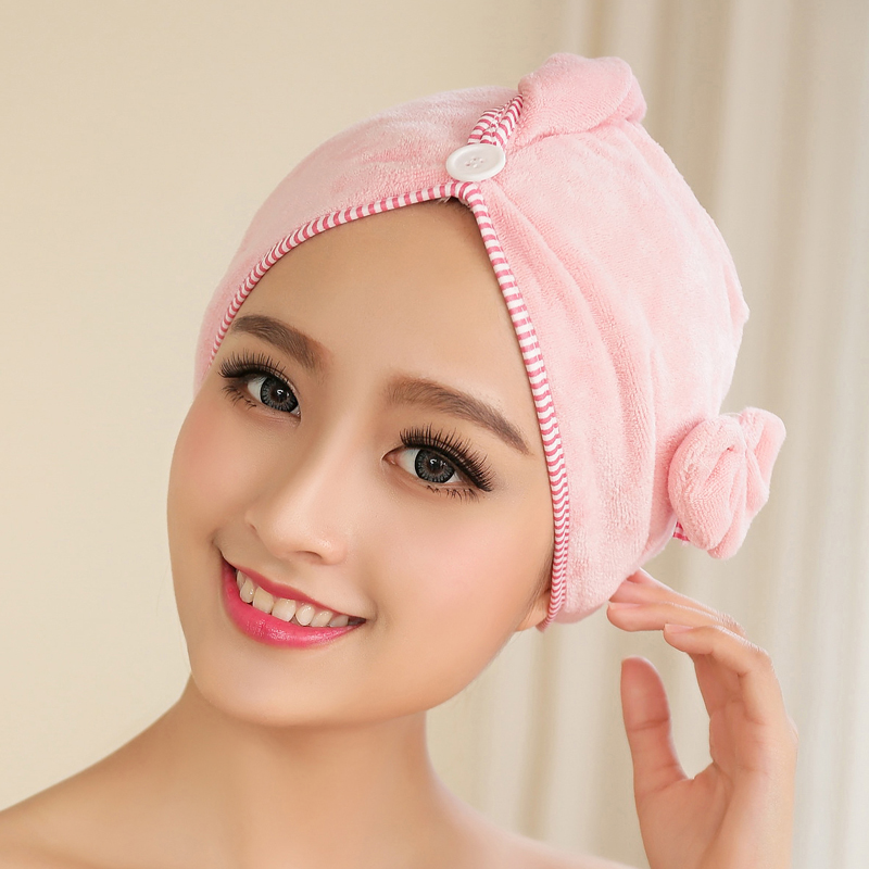 Dry hair towel cap, super absorbent hair towel, thickened and enlarged, quick-drying, cute bow Specification image