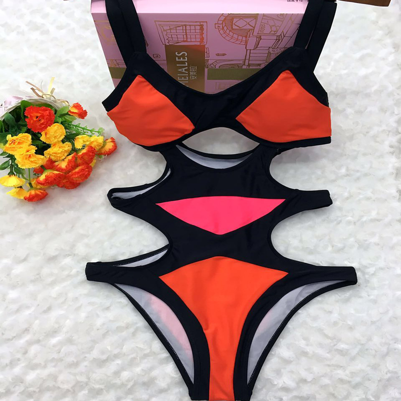 Aliexpress one-piece triangle swimsuit matching colors