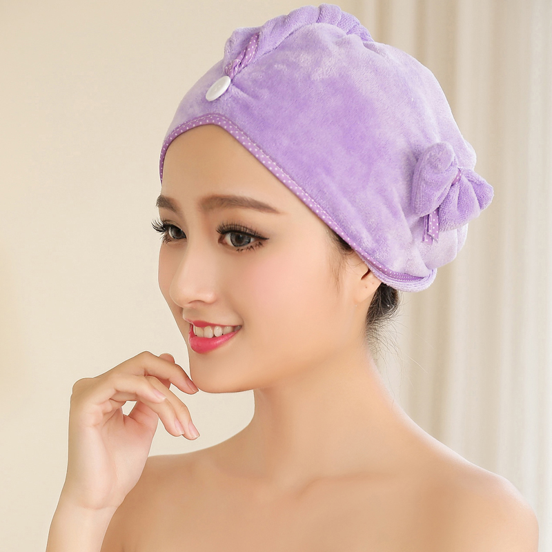 Dry hair towel cap, super absorbent hair towel, thickened and enlarged, quick-drying, cute bow