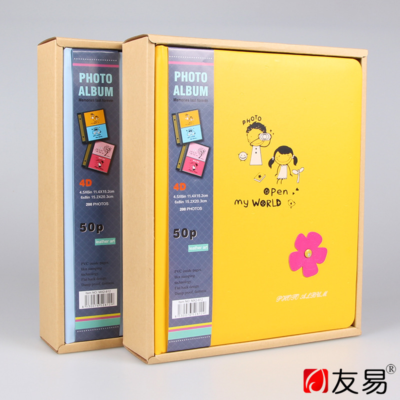 Cartoon leather box insert 4D large 6 "album 200 children's growing family album album