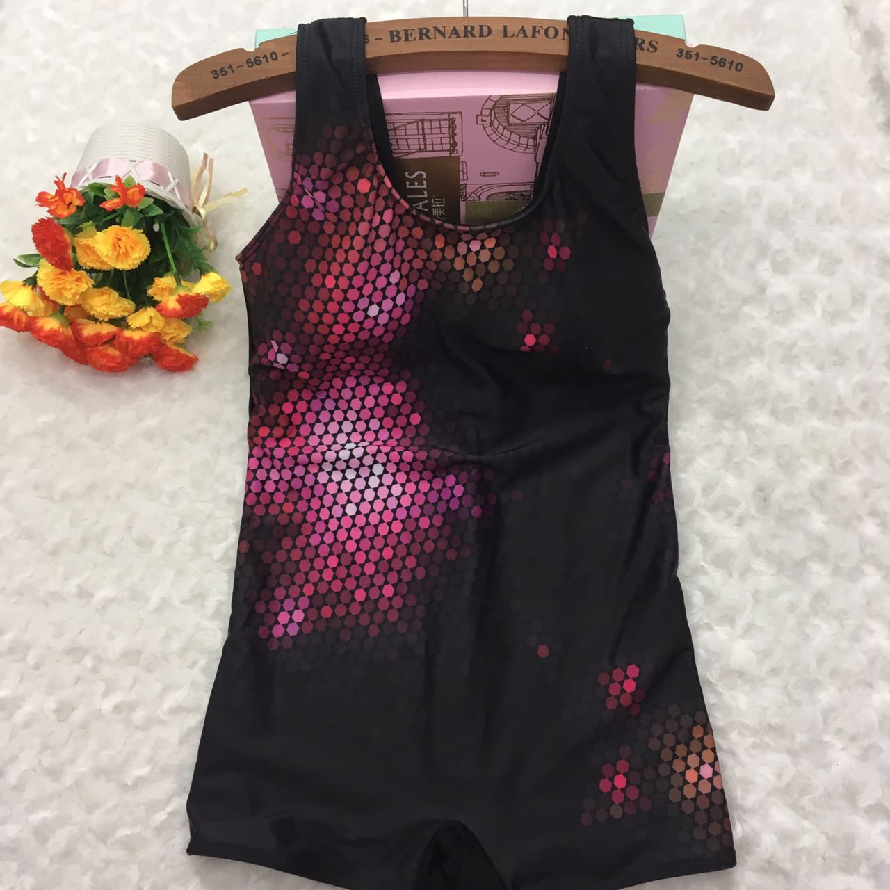 Professional large size digital printed one-piece flat swimsuit for women