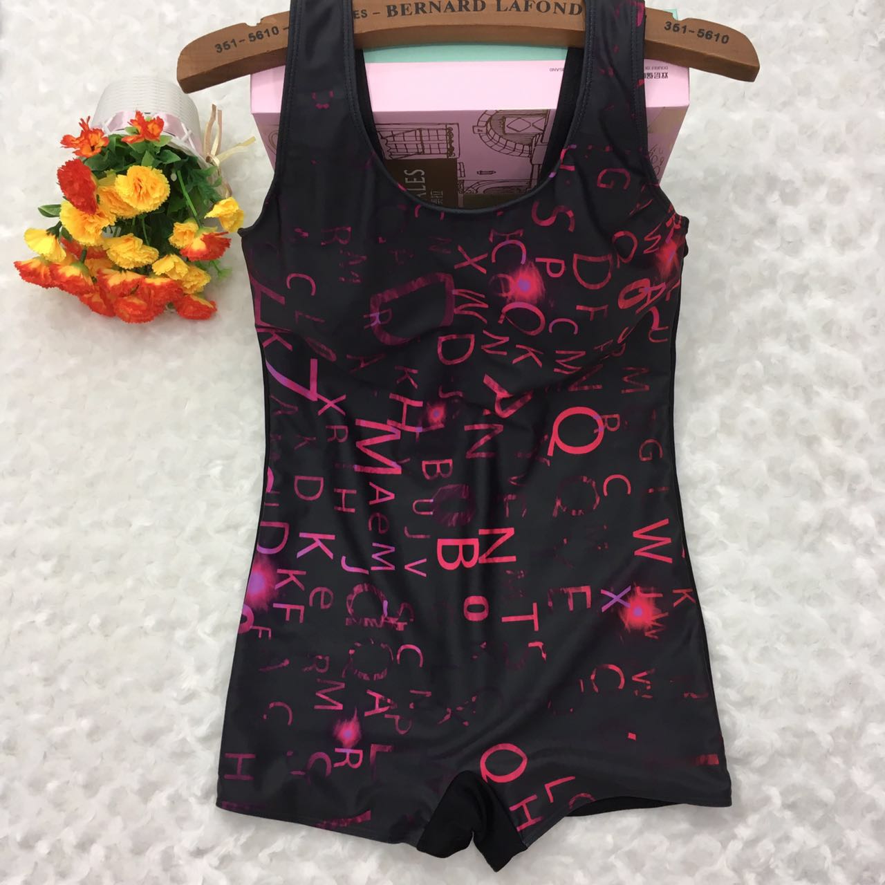 Professional large size digital printed one-piece flat swimsuit for women