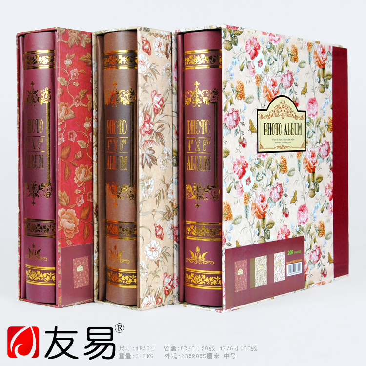 Retro floral print 6-inch 200 or 8-inch 100 insert photo album family box set photo album commemorative album
