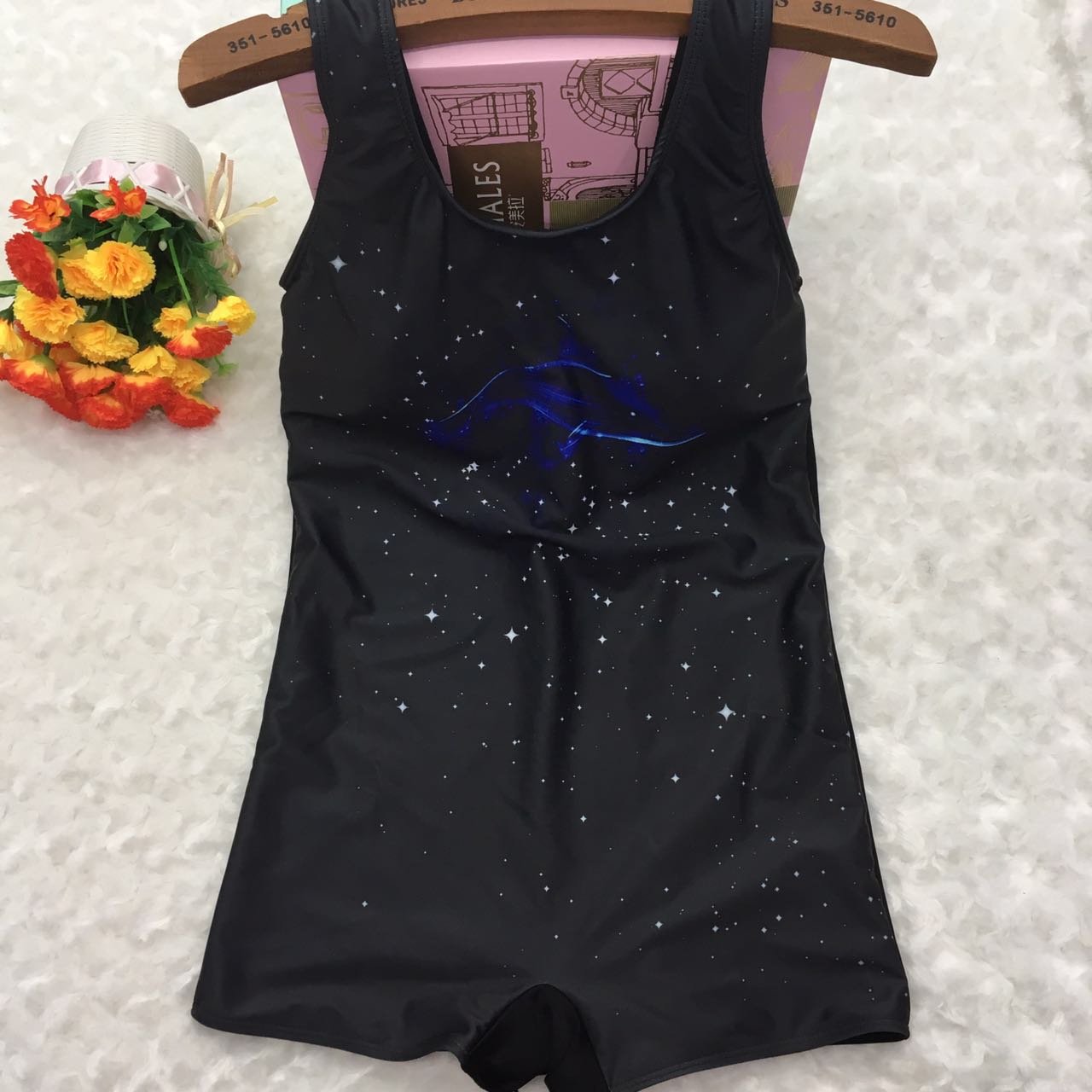 Professional large size digital printed one-piece flat swimsuit for women