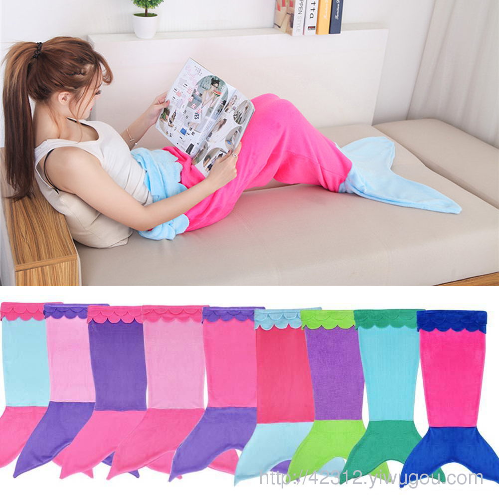 Mermaid sleeping bags are exported to Europe and America. There are many types of mermaid toys, tail, fish scale edge and shark blankets Specification image