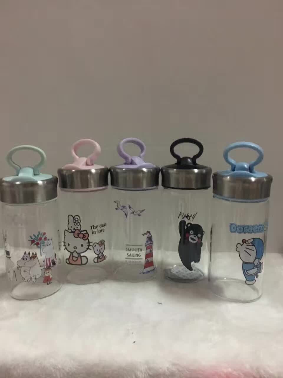 With a mobile phone stand. You can put the mobile phone. A portable glass thumbnail