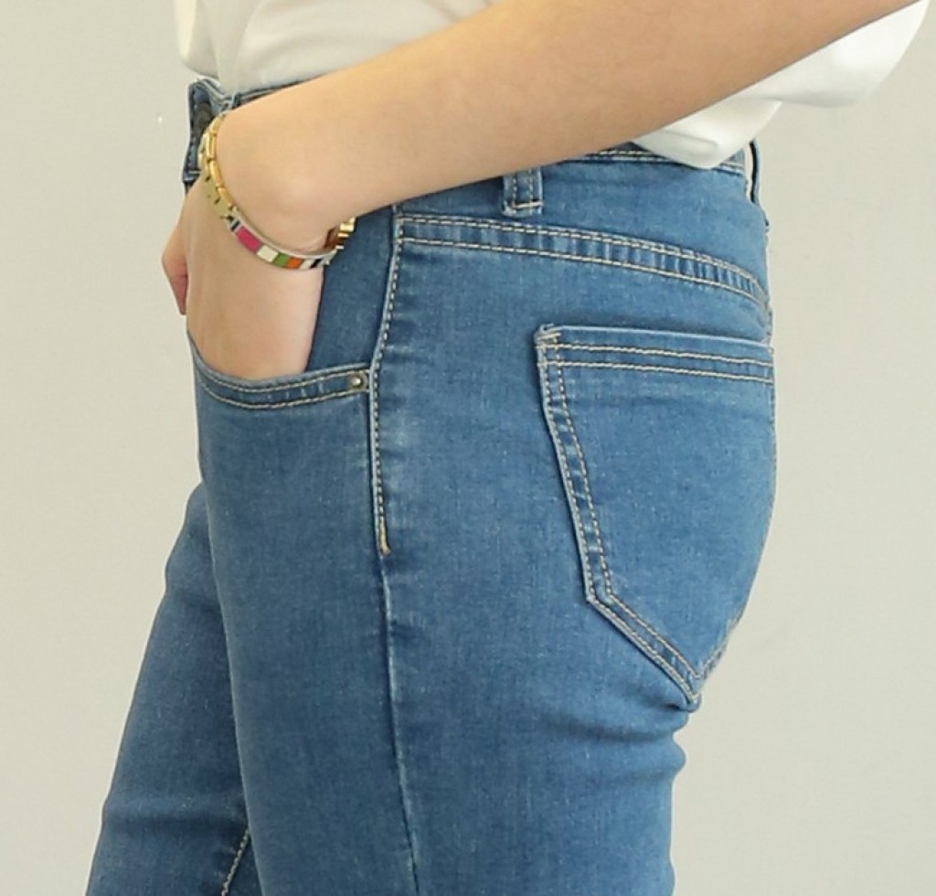 Spring new 9-inch jeans, women's stretch mid-waist slimming pants for small feet details Picture