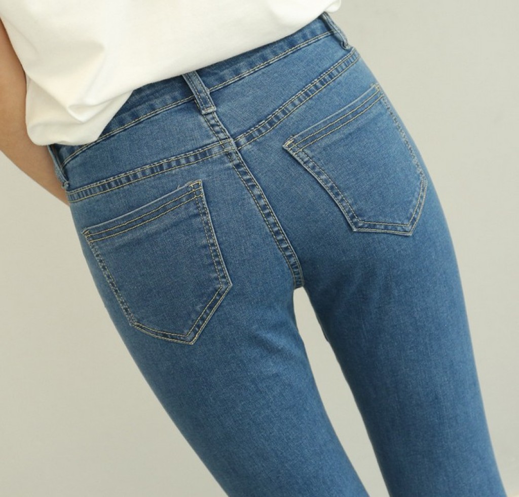 Spring new 9-inch jeans, women's stretch mid-waist slimming pants for small feet Specification image