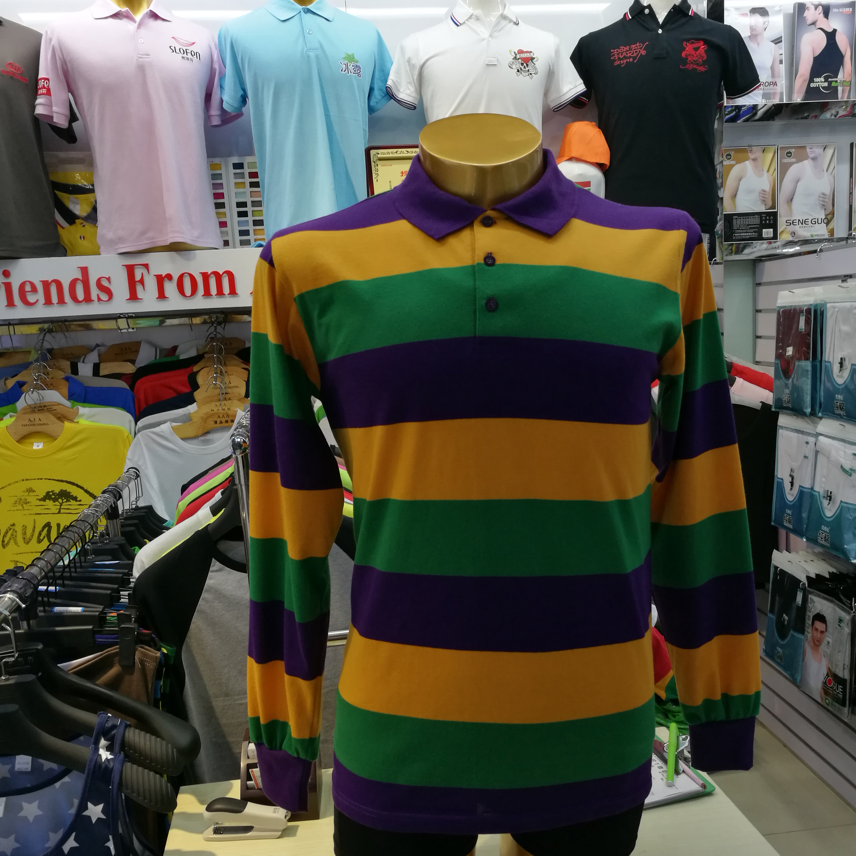 Fabricante de ropa de fiesta personalizada al por mayor poliéster algodón cruzado cuello polo largo manga corta