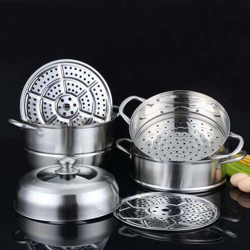 Stainless steel steamer with three or four layers, thickened double-bottom pot, soup pot and steamer Application Scenario