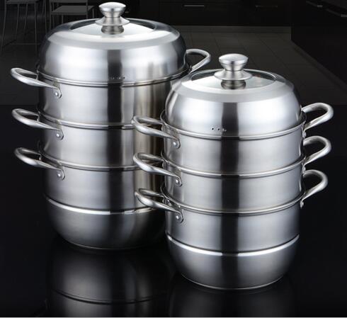 Stainless steel steamer with three or four layers, thickened double-bottom pot, soup pot and steamer Specification image